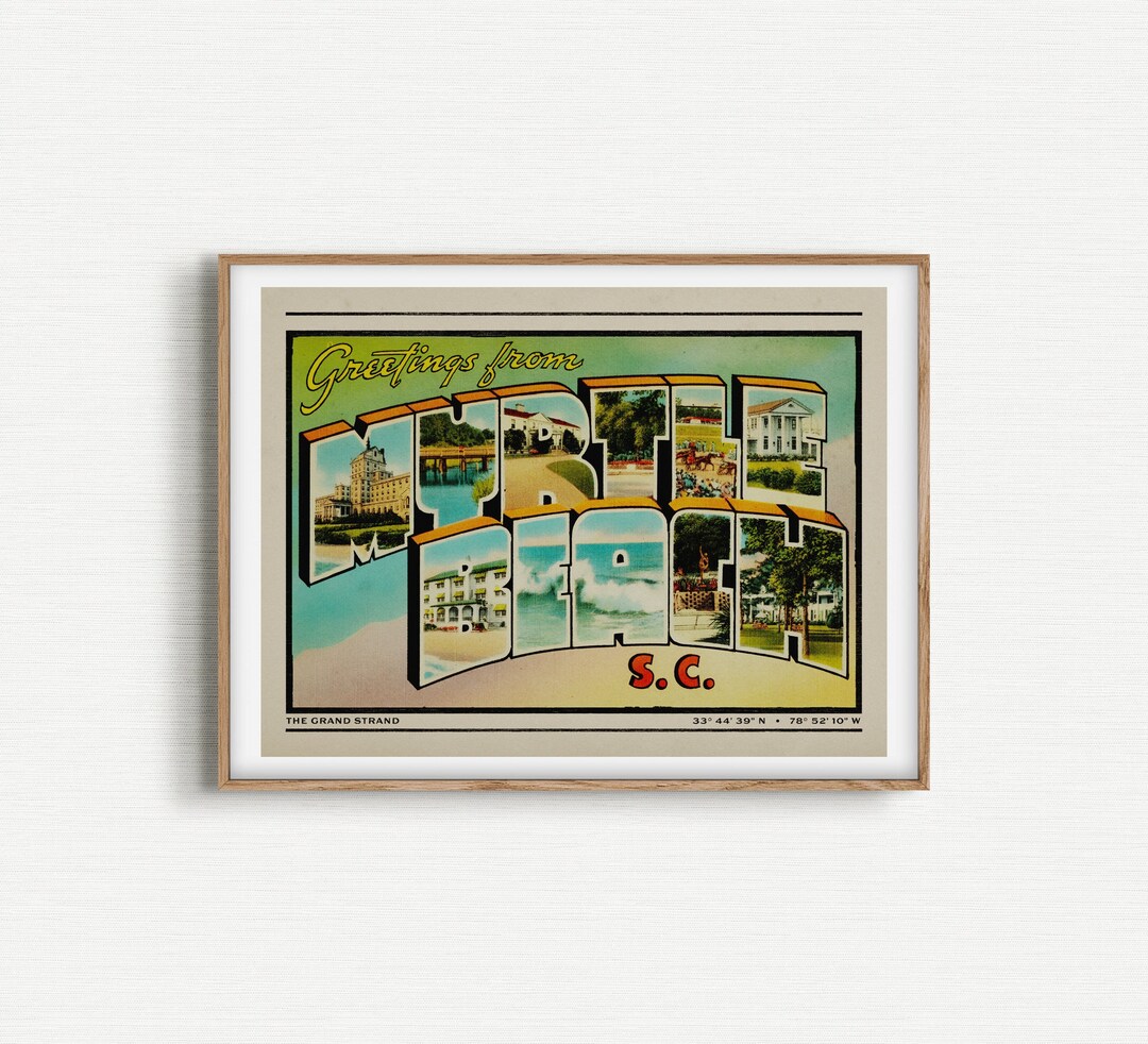 Myrtle Beach Print, Retro Myrtle Beach Decor, Retro Art, Vintage Decor