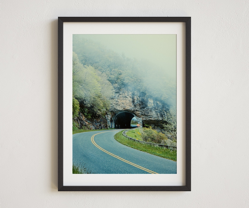 Blue Ridge Mountains Photography, North Carolina Scenic Byway, Mountains Photography Print, Asheville, North Carolina Photo, Craggy Tunnel image 1