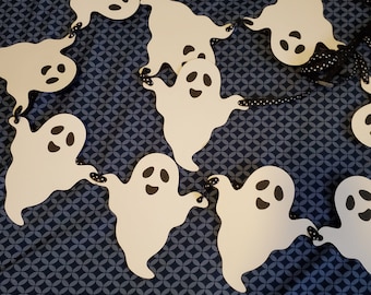 Ghost garland, Halloween decoration, Ghost banner, Halloween Banner, ghost cupcake topper