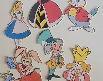 Stickers - Alice in wonderland and friends, Alice, Queen of Hearts, Mad Hatter, King, March Hare and White Rabbit
