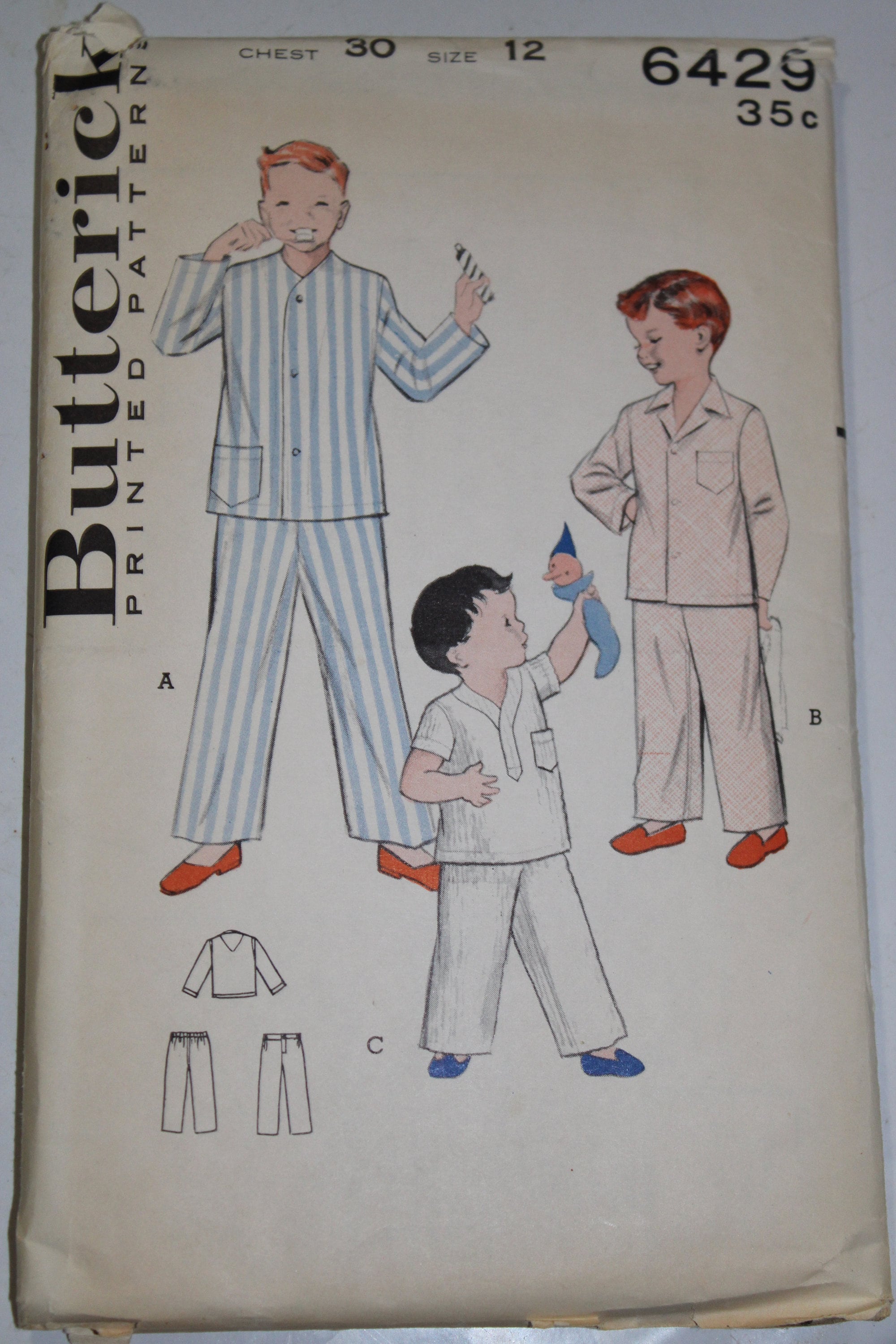 Butterick Printed Pattern ~ Butterick 6429 ~ Size 12 Chest 30 ~ 1953 ...