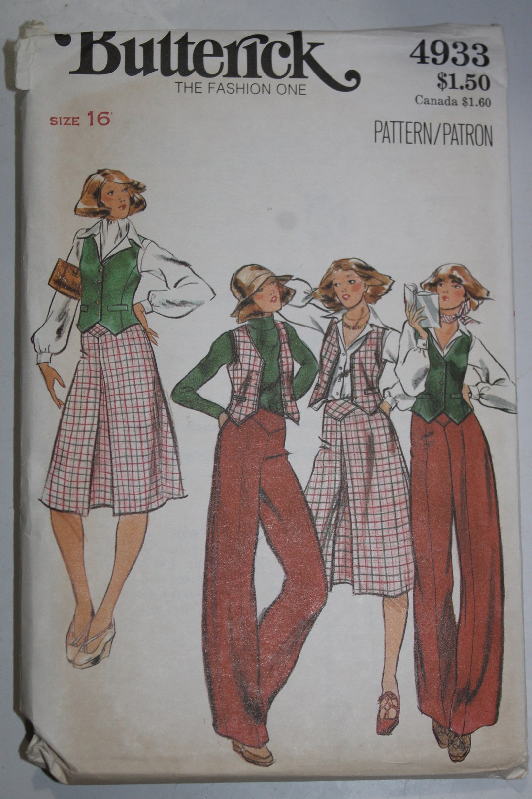 Butterick Printed Pattern ~ Butterick 4933 ~ Size 16 ~ 1977 Misses ...