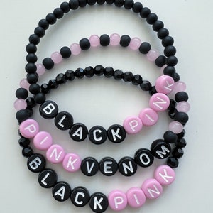 ★SENTIMENTS★ NO.238 [BLACK PINK] BRACELET Blackpink Glass Bead Stretch Bracelet - Etsy