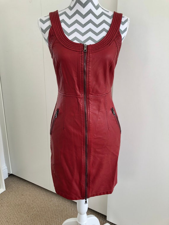 red pu leather dress