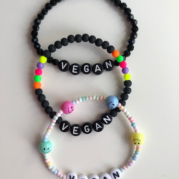 Vegan bead stretch bracelet black goth candy