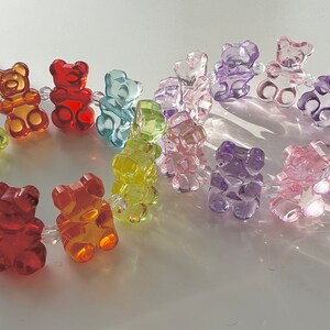 Cute Solid Colored Pastel Gummy Bear Beads (10mm x 16mm)