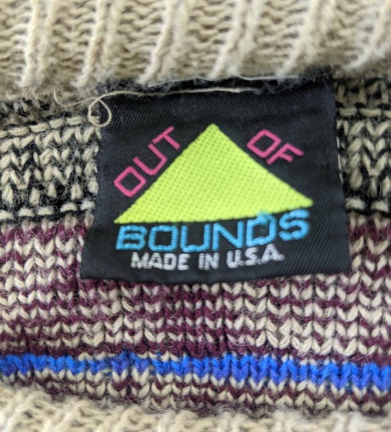 Vintage 1980s OUT Of BOUNDS Acrylic Sweater MEDIUM - image 5