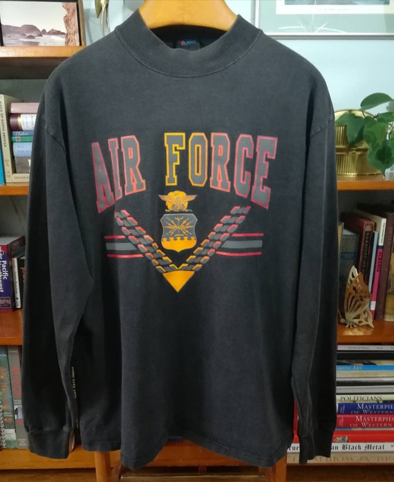 Vintage 80s AIR FORCE Longsleeve Black LARGE