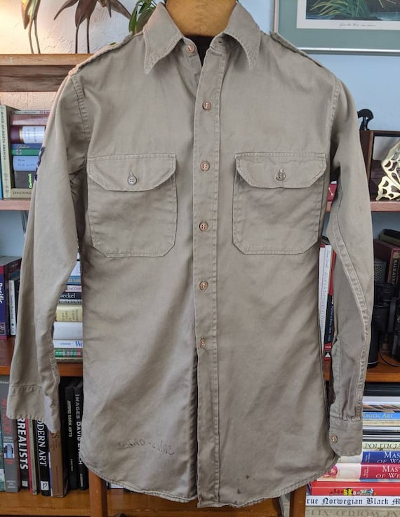 Vintage 1960s US Air Force Khaki Heavy Dress Shirt 1s… - Gem