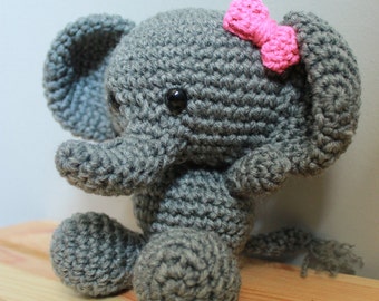 Crochet baby elephant stuffed animal amigurumi toy or photo prop