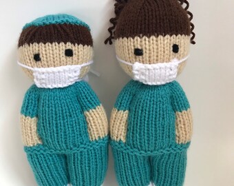 knitted nurse doll