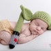 Crochet newborn yoda inspired baby photo prop hat, laser sword, diaper cover |halloween costume|sizes: newborn to 24 months available