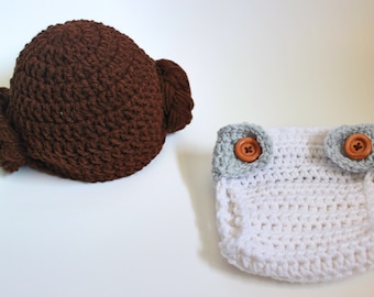 Crochet princess Leia newborn baby photo costume | Made to order | Sizes available: Newborn to 24 months.