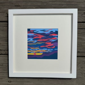 Provincetown Sunset – Framed Cape Cod Art Print from Original Cut Paper Design – Coastal Giclée Wall Decor Gift