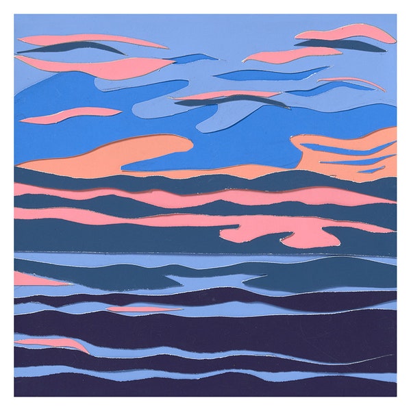 Kalaloch Sunset - Framed Giclée Print of Original Cut Paper Design