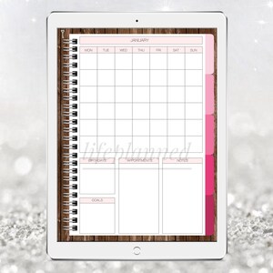 Undated Digital Calendar, Monday Start, Digital Notebook, GoodNotes, Notability, Digital, Instant Download