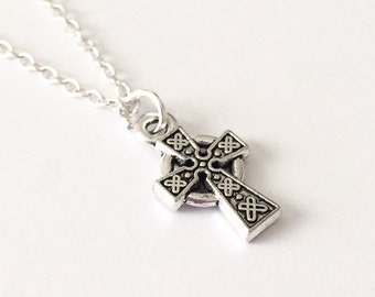 Silver Celtic Cross Necklace/Silver Cross Necklace/Celtic Cross Necklace/Tiny Celtic Cross Necklace