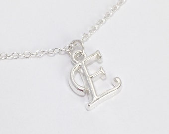 Silver Initial Necklace/Silver Monogram Necklace/Silver Alphabet Necklace/Silver Letter Necklace