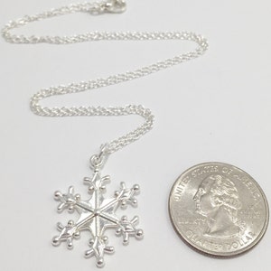 Silver Snowflake Necklace/Large Snowflake Necklace/Large Silver Snowflake Necklace/Winter Necklace/Silver Winter Necklace zdjęcie 3