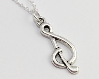 Silver Music Necklace/Silver Treble Clef Necklace/Silver Music Note Necklace/Silver Musical Note Necklace/Silver Treble Clef Music Note