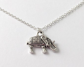 Silver Elephant Necklace/Antique Silver Elephant Necklace/Elephant Necklace