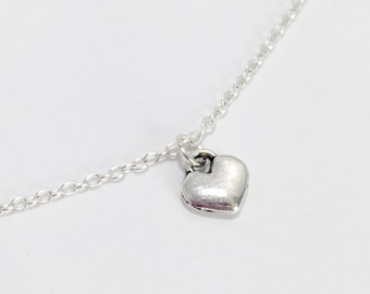 Silver Heart Necklace/Antique Silver Heart Necklace/Small Heart Necklace/Dainty Heart Necklace/Small Silver Heart Necklace/Tiny Heart