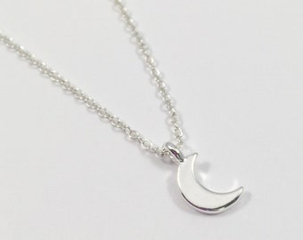 Moon Necklace/Silver Moon Necklace/Small Moon Necklace/Crescent Moon Necklace/Silver Crescent Moon Necklace