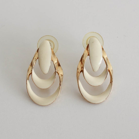 Vintage Enamel Tiered Earrings - image 1