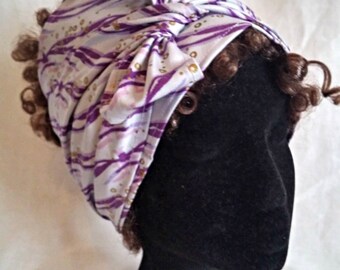 Purple and Gold African Print Scarf/Head Tie/Bandanna