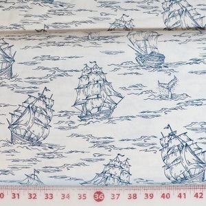 Smooth Seas - Voyage Blue - Tall Ships - by RJR Fabrics - 100% Cotton Woven Fabric - Choose Your Cut