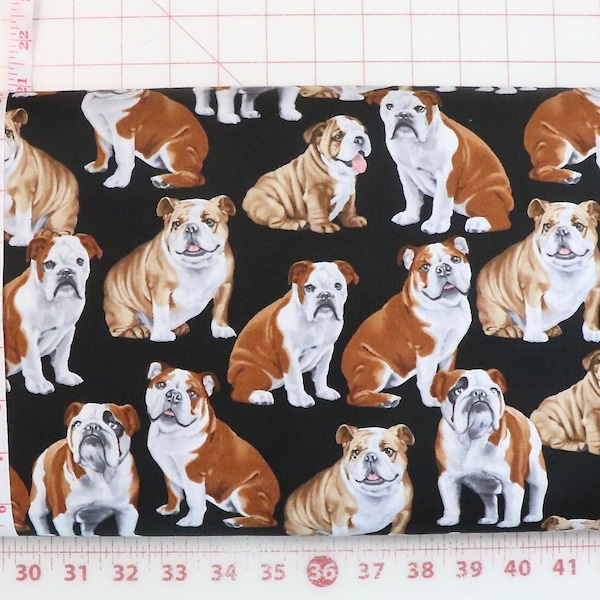 English Bulldogs - Dog Breeds - Best in Show - Timeless Treasures - 100% Cotton Woven Fabric - Choose Your Cut
