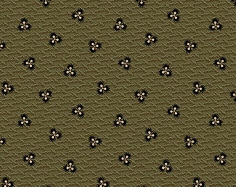 Prairie Dry Goods #R1759 Med Green - Waves - Marcus Fabrics - Reproduction Print - 100% Cotton Woven Fabric - Choose Your Cut