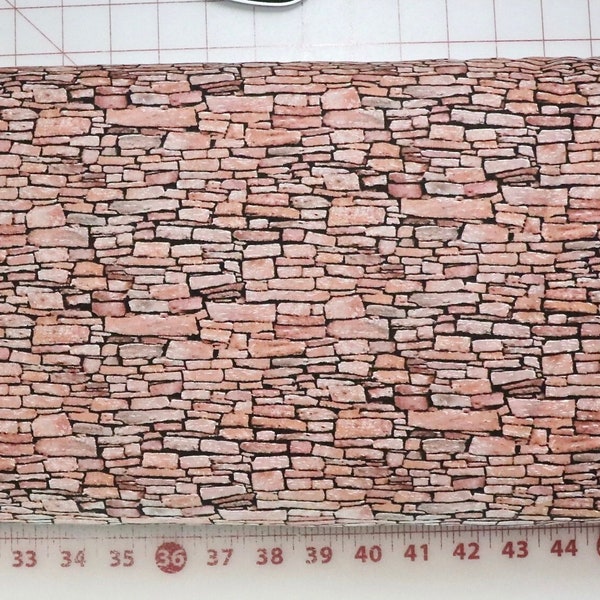 Landscape Medley - 368 Brown - Pink / Brown Bricks - By Elizabeth's Studio - 100% Cotton Woven Fabric - Choose Cut - OUT OF PRINT