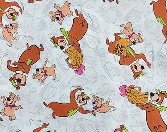 CUSTOM MEN'S BOXERS, Made to Order, Yogi Bear and His Friend on a Picnic, Retro Cartoon Bear, Fun Gifts for Men, Choose Size