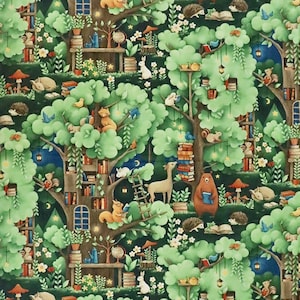 FAVOLE DELLA FORESTA - Modello n. 120-19614 - Animali della foresta - Villaggio degli animali - Paintbrush Studio - Tessuto 100% cotone - Scegli il tuo taglio