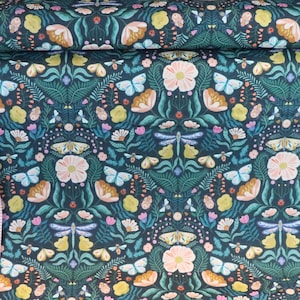 Flutter By - Butterfly Floral on Navy - #FLUT 2077 - by Dashwood Studio - 100% Cotton Woven Fabric - Choose Your Cut