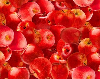 Orchard Valley - Packed Red Apples - #FRUIT-CD2864  RED - by Timeless Treasures - 100% Cotton Woven Fabric - Choose Your Cut