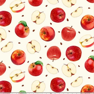 Orchard Valley - Apples and Slices - #FRUIT-CD2865  CREAM - by Timeless Treasures - 100% Cotton Woven Fabric - Choose Your Cut