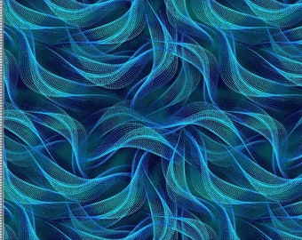 Abstract Dotty Waves - #SEA-CD2857 DEEP - Electric Ocean Collection - de Timeless Treasures - Tela tejida 100% algodón - Elige tu corte