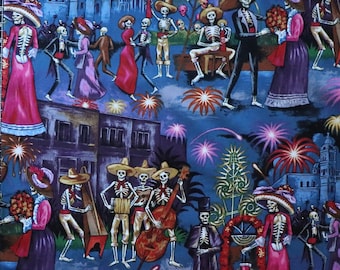 Vestimentaire de 23 pouces - La Parranda - la fête - motif # 8720A lumineux - folklore mexicain - Alexander Henry - tissu tissé 100 % coton