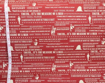 John Wayne Quotes Red and Cream - Pattern #C8575-RED -  by Riley Blake - 100% Cotton Woven Fabric - Choose Your Cut