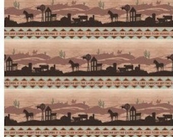 Hold Your Horses Ranch Landscape Stripe - by Clothworks - 7" Stripe repeats 6x - 100% Cotton Woven Fabric, Choose Your Cut
