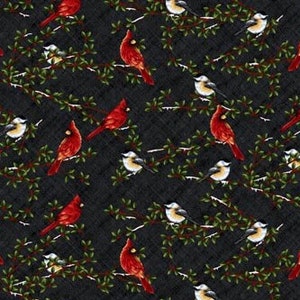 Frozen In Time - Cardinal - Black - Pattern # GLA-2712-99 - by Henry Glass -  100% Cotton Woven Fabric, Choose Your Cut