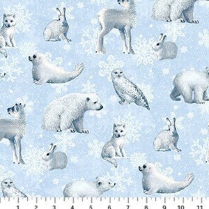 Father Christmas  - Winter Animals - Pattern #24694-42 - by Northcott - 100% Cotton Woven Fabric - Choose Your Cut