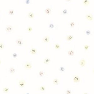 Puede incluir: Un fondo blanco con un patrón disperso de letras y números en varios tonos de amarillo, rosa y azul.