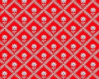 Sugarcube - Flower Lattice Red - Pattern # 52736-1 - by Whistler Studios for Windham Fabrics - 100% Cotton Woven Fabric, Choose Your Cut