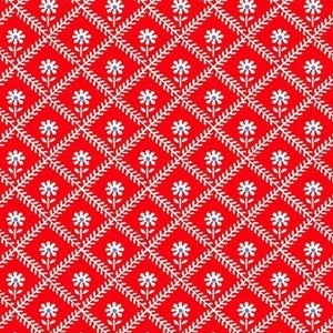 Sugarcube - Flower Lattice Red - Pattern # 52736-1 - by Whistler Studios for Windham Fabrics - 100% Cotton Woven Fabric, Choose Your Cut