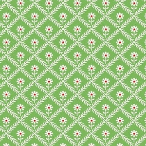 Sugarcube - Flower Lattice Green - Pattern # 52736-5- by Whistler Studios for Windham Fabrics - 100% Cotton Woven Fabric, Choose Your Cut