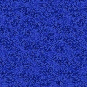 May include: A seamless pattern of blue swirls on a dark blue background. The swirls are small and intricate, creating a delicate and elegant design.