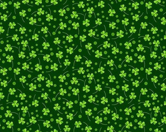 Connemara - Spark Shamrocks - Gold Metallic Centers - St. Patrick's Day - #10424M-76 - by Northcott - 100% Cotton Woven Fabric - Choose Cut